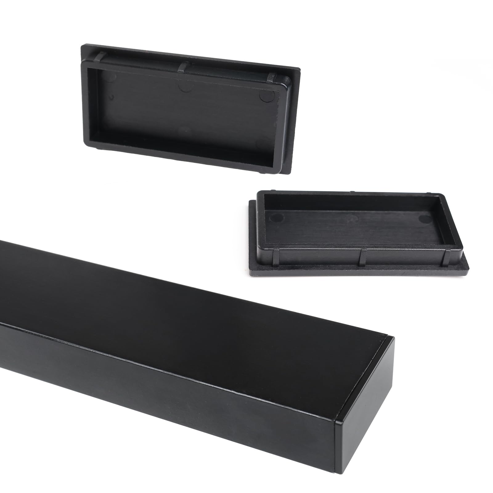 Muzata Stainless Steel Flat Handrail Accessories - 2Pack Handrail End Cap Universal Black Nylon, HA12 BNP