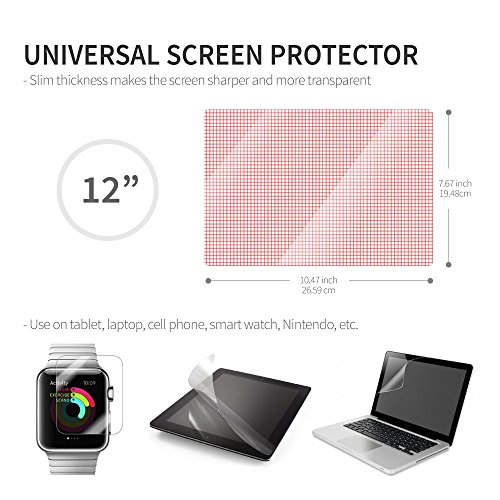 RED SHIELD Universal Screen Protector 13" for Tablet, Smartphone, Smartwatch, Gaming Device, GPS. High Definition Crystal Clear Anti-Scratch, Anti-Fingerprint Film. Easy to Cut with Guidelines. [3 PK]