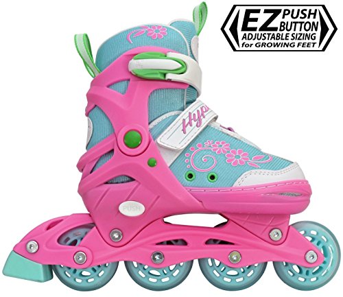 Hype Sherbet Adjustable Inline Skates Kids rollerblades Girls - Roller Blades for Youth, Kid, Girl, Boys - Comfortable fit - Safety non-slip wheels (Blue/Pink) - Thumbnail 2