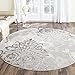 SAFAVIEH Adirondack Collection Area Rug - 8' Round, Silver & Ivory, Floral Glam Damask Distressed Design, Non-Shedding & Easy Care, Ideal for High Traffic Areas in Living Room, Bedroom (ADR114B)