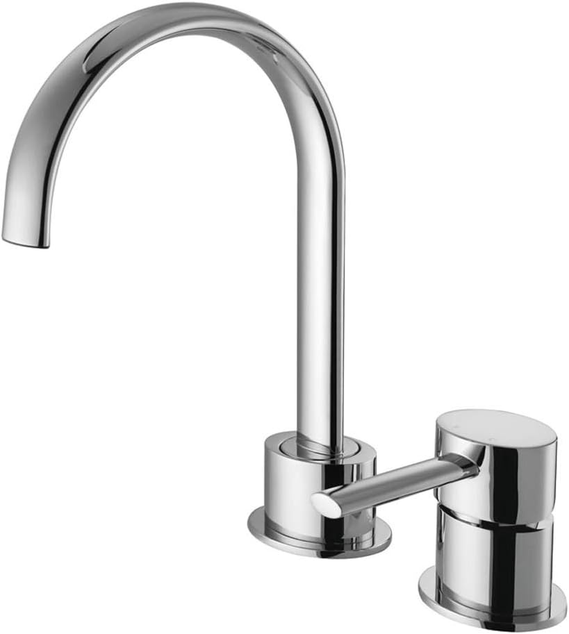 Modern 2 Hole Kitchen Single Lever Tap Mixer Rotating Mixer Chrome