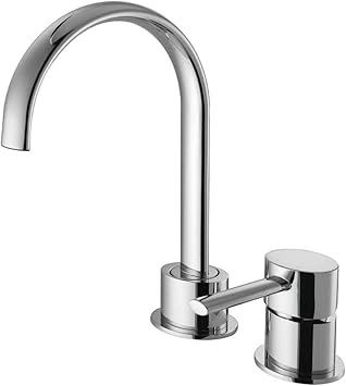 Modern 2 Hole Kitchen Single Lever Tap Mixer Rotating Mixer Chrome