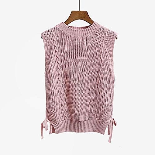 SIKESONG Autumn Knit Top Vest Women Sleeveless O-Neck Twisted Knit Vest Pullover Women'S Top Pink