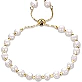 TOVABA Gold Slider Bracelets for Women, Dainty Adjustable Slider Gold Bracelet Non Tarnish Pearls Bracelet Thin Bangle Bracelets Jewelry for Women Trendy
