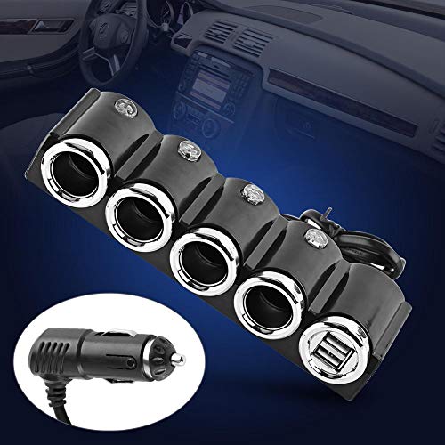 Cuque Cigarette Lighter Socket,DC 12V/24V USB 4 Way Car Cigarette Lighter Socket Splitter Power Charger Adapter for Most Cellphones, GPS, iPod, PDA,Car