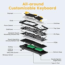 EPOMAKER Wireless Gaming Keyboard and Coiled Cable