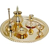 Ma Design Hut Brass Pooja Thali Set Brass , Set Of 7