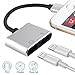 Dual Lightning Adapter, KOLIER 2 in 1 Lightning Adapter, Headphone Audio + Charge Cable Splitter for iPhone X / 8 Plus / 8 / 7 Plus / 7, Support iOS 10.3 or later (Silver)