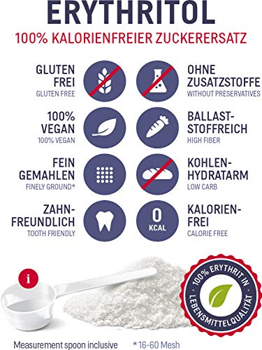 Erytritol 900 g suikervervanger zonder calorieën veganistisch & glutenvrij met 70% van de zoetkracht van suiker - Afbeelding 3