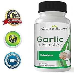 Odorless Garlic and Parsley Supplement With 100% Chlorophyll Vitamin C Calcium Sativum Vitamin K Powerful Antioxidant #1 Health and Vitality Detoxifier Boosts Energy For Men Women Teens Nature Bound
