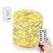 Christmas Fairy Lights Battery Operated, 33 Ft 132 LED, 6 AA Battery String Lights for Bedroom Waterproof 8 Modes with Remote, Silver Wire Twinkle Lights for Wedding Party Patio, Warm White