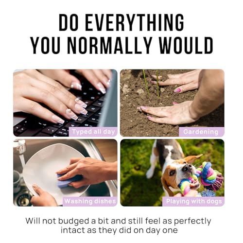 French Tip Press On Nails - BTArtbox White Almond Medium Reusable Stick On Nails in 15 Sizes - 30 Soft Gel Fake Nail Kit for Women Gift, Classic - Image 7