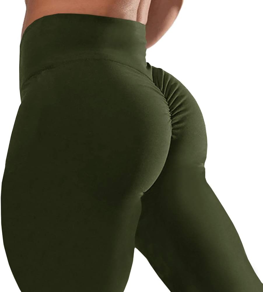 Womens Ruched Butt Lifting Workout Leggings High Waisted Yoga Pant Tummy Control Stretch Gym Athletic Legging