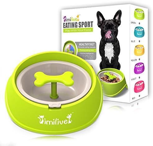 ZJKC 1 PC Random Color Food Grade Anti-slip Rubber Pet Dog Slow Feeder Bowl With Bone Shape Rotating Hinder,Interactive Pet Bowl Anti Choke Slow Eating Drink Bowls Prevent Choking For Pets Dog Bowls