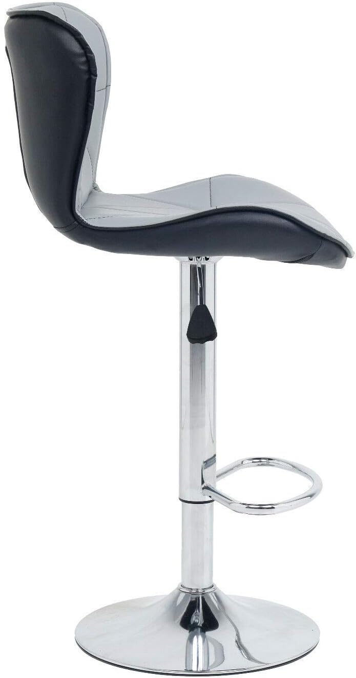 Grey With Black Back Millies Design Set Of 3 Barcelona Bar Stools Set With Backrest Pack Of 3 Leatherette Exterior Chrome Footrest And Base Adjustable Swivel Gas Lift Home Kitchen Furniture