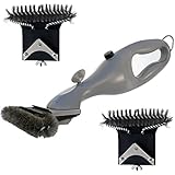 Grill Daddy Safety Clean Grill Brush Value Pack — Steam Cleans Grills Easily and Quickly — Bristles are Locked in Place — Safe on All Surfaces — Melts Grease — Two Replacement Brushes Included