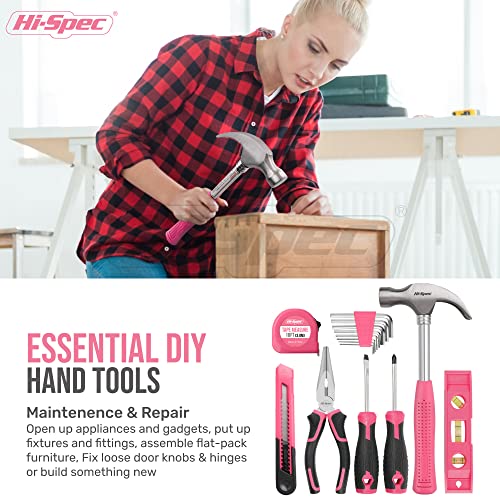 HiSpec 58pc Pink 8V USB Electric Drill Driver & Household Tool Kit Set