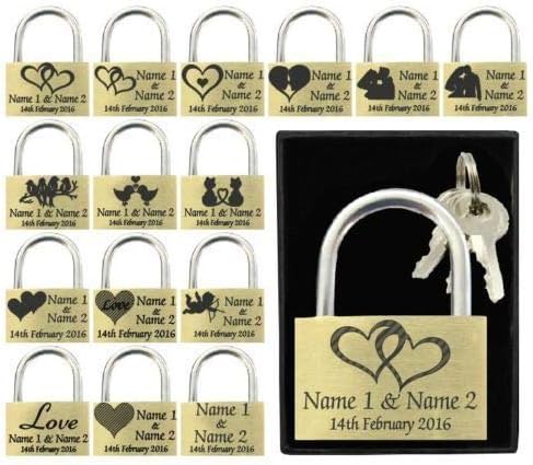 JK Personalised Engraved 40mm Love Lock Padlock - Valentines Wedding
