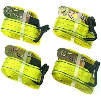 HFS 4pcs 1-1/2 x 15 ft Heavy Duty Ratchet Cargo Tie Down Straps 3000 lbs Dual J-Hooks
