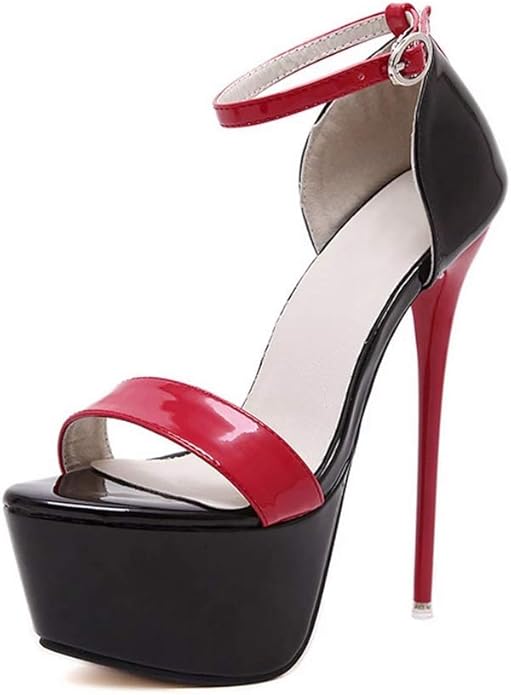 red strappy heels amazon