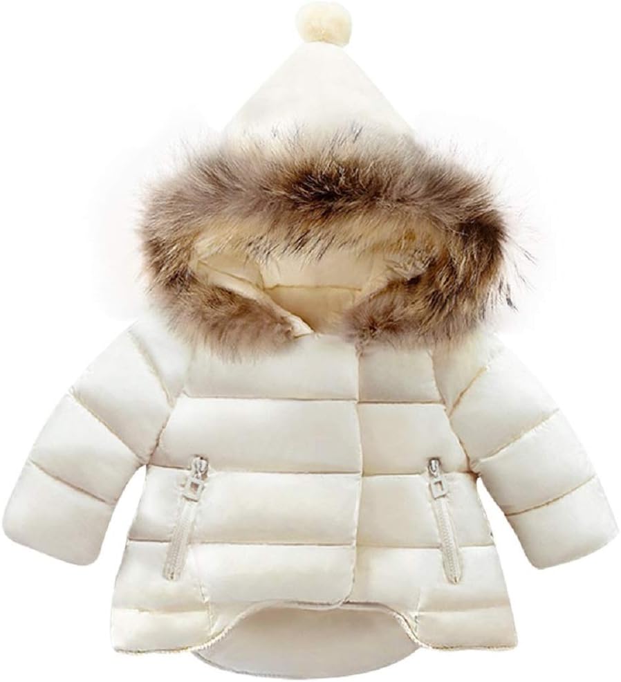 Todddle Kid Baby Girls Hooded Snowsuit Outfit Fur Collar Hoodie Down Windproof Cotton Jacket Warm Winter Outerwear Clothes