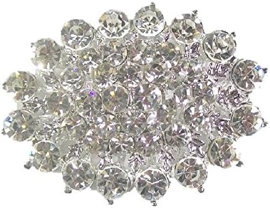 Silver Crystal Diamante Flower Wedding Bridal Bridesmaid Brooch Pin Bag for Women Jewellery