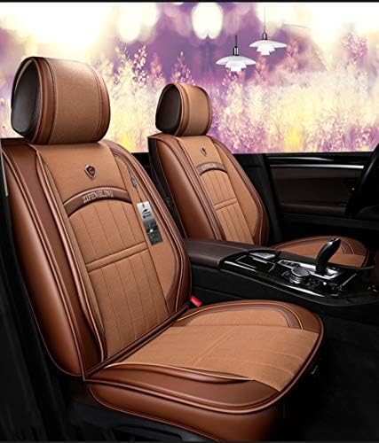 Fly YUTING Sport Style Linen/Flax Super Breathable Car Seat Covers Full Set - Adjustable Seat Covers for Jeep Mercedes-Benz and 98% Other Types of 5 Seats Cars,Brown
