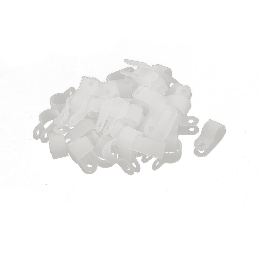 Sourcingmap 50Pcs Nylon R Type 1/2" 13.2mm Cable Cord Wire Clamp Clip Fastener White