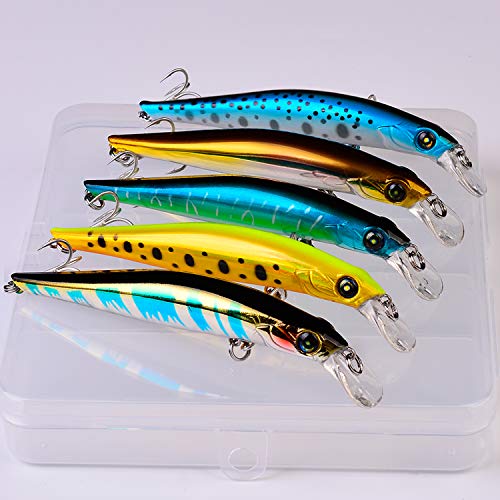 Floating Minnow Angelköder Kit Topwater Hard Bait Crankbait Swimbait mit Tackle Box für Forellen, Barsch, Zander… – Bild 6