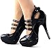 SHOW STORY Glam Mary Jane Black Vintage Stylish Cut-Out Heels for Women,LF30464BK39,8US,Black