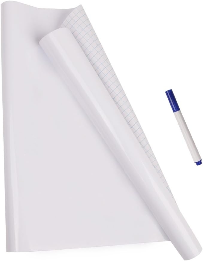 Extra Large Dry Erase Board Removable Wall Sticker Decal by GreatHealth 1 Marker Included Easly Wipe – Graffiti Blackboard for Student Learn Teach Paint Wallpaper(18" x 80") Home Office(Whiteboard)