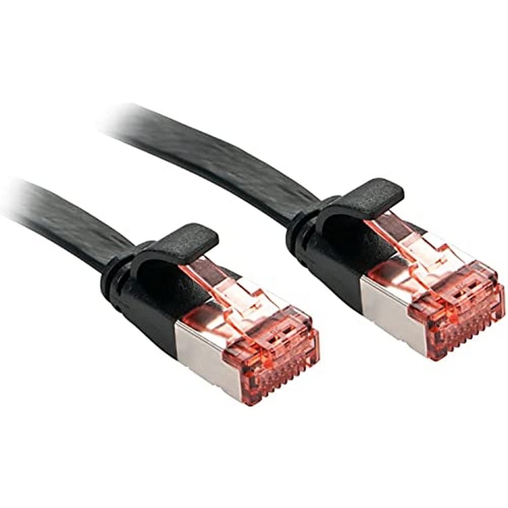LINDY Cat.6 U/FTP Flat Patch Network Cable, Black, 1 m