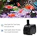 Hzeal Water Pump 300GPH (1200L/H, 21W) Submersible Pump, 48 Hours Dry Burning Fountain Submersible Water Pump for Aquarium Fish Tank Pond Statuary Hydroponics with 5.9ft Power Cord, 3 Nozzle