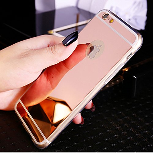 for iPhone 6 Mirror Case, iPhone 6S Mirror case,YMCCOOL Luxury Mirror Back Shock-Absorption TPU Bumper Anti-Scratch Bright Reflection Protective Case for iPhone 6S /iPhone 6 4.7inch (Rose-Golden)