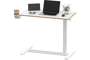 SANODESK Mobile Standing Desk with Hidden Wheels,Pneumatic Laptop Desk Rolling Computer Cart Movable Height Adjustable Small 