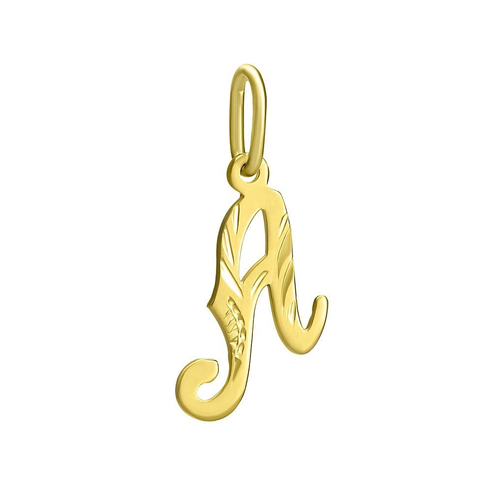 SILVEGO - SILVEGOBG10289A - Unisex 14ct Yellow Gold Pendant Letter A