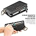 for Apple iPhone 6 Plus and Apple iPhone 6s Plus 5.5 inch Case, FLOVEME Vintage 2 in 1 Zipper Magnetic Wallet Leather 18 Card Slots Handbag Full Protection Flip Pouch Kickstand Cover Holder - Black