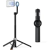 TODI 60" Magnetic Tripod for iPhone,Mini Magnetic Selfie Stick Magnetic Selfie Stick Compatible with iPhone 12-17 Series with Metal Ring