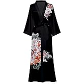 Women's Long Kimono Robe Floral Silk Robe Satin Silky Bathrobe Sleepwear Bridesmaid Wedding Robes