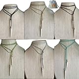 YallFF 6 PCs Long Leather Velvet Tie Lariat Tattoo Choker Necklace with Spike Beads for Women