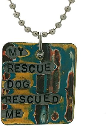 My Rescue Dog Rescued Me ~ Dog Tag Necklace, Dog Walker, Sitter &amp; Animal Lover Gifts, Dog Mushing Enthusiasts, USA Made (LG_MCM96)
