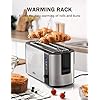 IKICH 4-Slice Upgraded [LED Countdown Display ] Stainless Steel, Warming Rack, 6 Variable Control, 4slice Long Slot Toaster [ Frozen&Cancel&Reheat ], Removable Crumb Tray, 1500W, 1500 W, Black&Silver