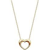 BLUEDRIPP 14K Gold Plated Sterling Silver Simple Heart Necklace For Women | Minimalist 925 Necklace