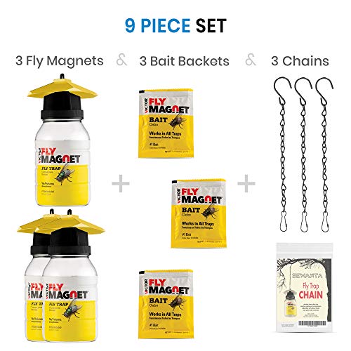 Outdoor Fly Trap [3 Pack] Fly Traps Outdoor with Dissolvable NonToxic