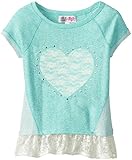 Derek Heart Big Girls' Raglan Top with Lace Flounce
