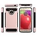 Moto E4 Case,KASEMI [Carbon Fiber Series] Dual Layer Hybrid Case with Shock Absorption for Motorola Moto E4- Rose Gold