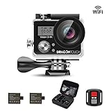 Dragon Touch Vision 3 4K Sports Action Camera Ultra HD Waterproof WiFi 16MP DV Camcorder 170 Degree Wide 2 inch LCD Screen/ Remote Control/ Rechargeable Batteries/ 19 Mounting Kits