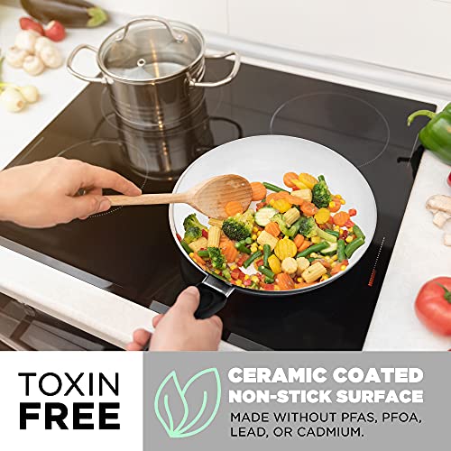 Ivation Ceramic Cookware 16Piece Nonstick Cookware Set with