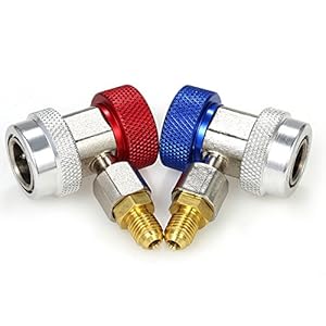 Walmeck 2Pcs 1 4 Adjustable R134A Quick Couplers Adapters High Low Ac Manifold Gauge Hose Conversion Kit