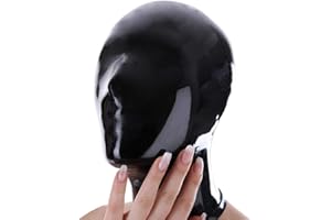 Latex Hood Mask Rubber Catsuit Pinholes for Mouth Eyes and Nose with Zipper Latex Mask